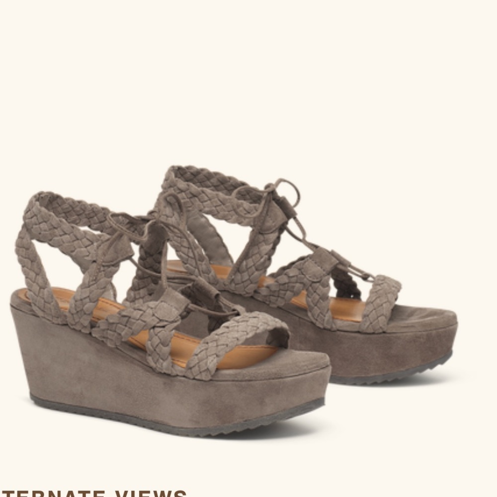 Trask Taupe Braided Suede Platform Sandals